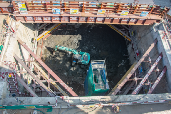 Royapetah North shaft excavation in progress